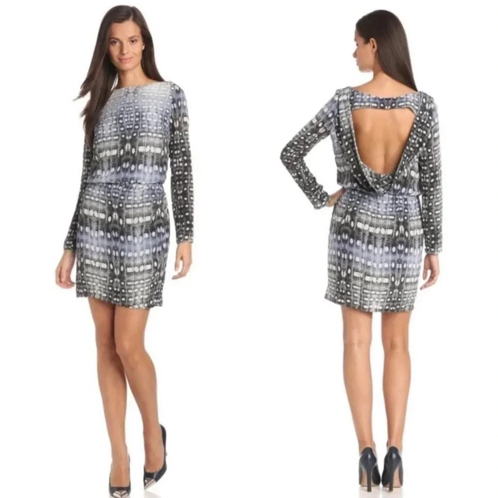 CHARLIE JADE 100% Silk Dress Cutout back Snake print draped Ombre party animal
